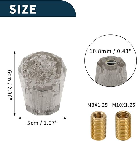 Car Shift Knob 20cm | Front Shift Lever Knob Universal for Automatic and Manual Vehicle Acrylic Clear with 2 Adapter 1 Set in Saudi Arabia