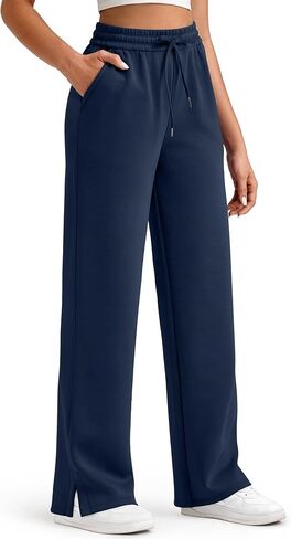 G4Free Smoofit Modal Soft Women's Wide Leg Sweatpants High Waisted Drawstring Side Slit Casual Lounge Pants with Pockets in Saudi Arabia