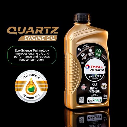 Quartz 9000 Xtra Future FGC 0W-20 - Low Phosphorus Engine Oil for Gasoline Vehicles - Long Term Protection Full Synthetic Motor Oils Suitable for Hybrid Vehicles - 1 Quart, Pack of 12 in Saudi Arabia