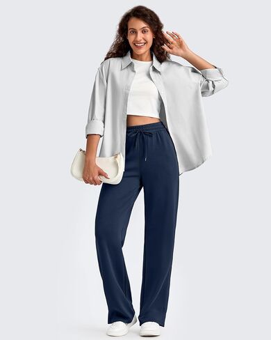 G4Free Smoofit Modal Soft Women's Wide Leg Sweatpants High Waisted Drawstring Side Slit Casual Lounge Pants with Pockets in Saudi Arabia