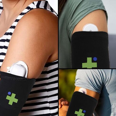 شارة مستشعر علني - يناسب جميع أجهزة CGM - الأطفال والكبار - الفرقة [4 حزمة] (أسود (حزمة 4) ، X -Large) in Kuwait