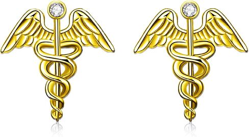 Nurse Gifts for Women 925 Sterling Silver 18K Gold Plated Stethoscope Diamond Studs Earrings D-F Color Moissanite Diamond Jewelry Gifts for Nurse Doctor Medical RN in Saudi Arabia