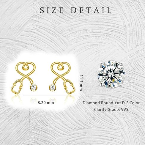 Nurse Gifts for Women 925 Sterling Silver 18K Gold Plated Stethoscope Diamond Studs Earrings D-F Color Moissanite Diamond Jewelry Gifts for Nurse Doctor Medical RN in Saudi Arabia