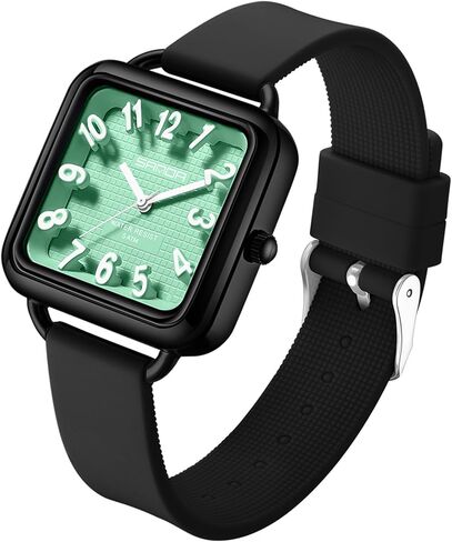 Gosasa Fashion Women's Watch Big Arvice Numbers Square Square Equalist to Howning Waterproof Disual Ladies Adalit Thansal Watch watch watch with silicone strap contract in Kuwait