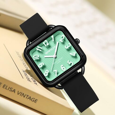 Gosasa Fashion Women's Watch Big Arvice Numbers Square Square Equalist to Howning Waterproof Disual Ladies Adalit Thansal Watch watch watch with silicone strap contract in Kuwait
