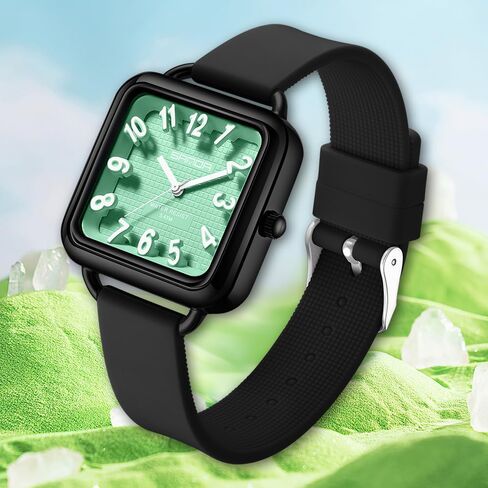 Gosasa Fashion Women's Watch Big Arvice Numbers Square Square Equalist to Howning Waterproof Disual Ladies Adalit Thansal Watch watch watch with silicone strap contract in Kuwait