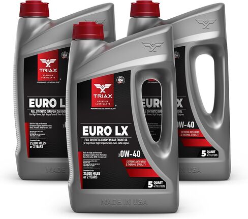 Triax Euro LX 0W-40 Cull Canthetic ، 20k Miles ، Grade Performance OEM متطرف ، متوافق مع A3/B4 ، VW502.00 ، BMW LL-01 ، 229.5 ، بورش A30 (5 كوارت) in Saudi Arabia