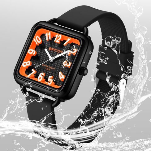 Gosasa Fashion Women's Watch Big Arvice Numbers Square Square Equalist to Howning Waterproof Disual Ladies Adalit Thansal Watch watch watch with silicone strap contract in Kuwait