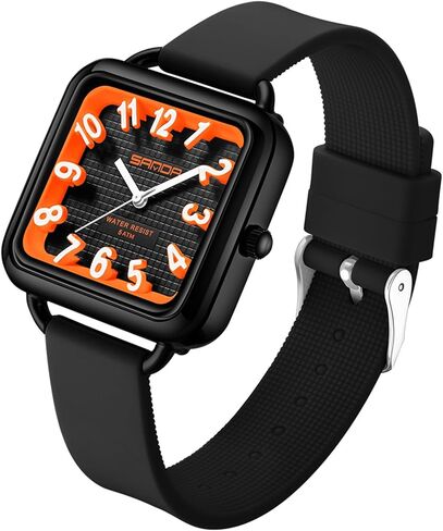 Gosasa Fashion Women's Watch Big Arvice Numbers Square Square Equalist to Howning Waterproof Disual Ladies Adalit Thansal Watch watch watch with silicone strap contract in Kuwait
