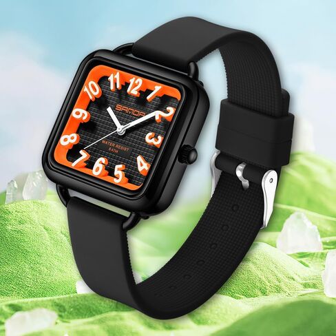 Gosasa Fashion Women's Watch Big Arvice Numbers Square Square Equalist to Howning Waterproof Disual Ladies Adalit Thansal Watch watch watch with silicone strap contract in Kuwait