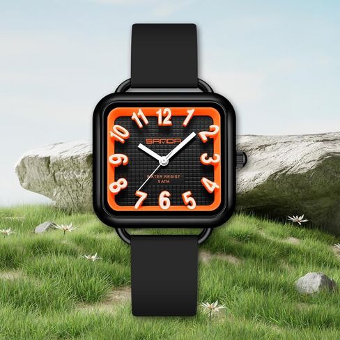 Gosasa Fashion Women's Watch Big Arvice Numbers Square Square Equalist to Howning Waterproof Disual Ladies Adalit Thansal Watch watch watch with silicone strap contract in Kuwait