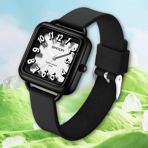 Gosasa Fashion Women's Watch Big Arvice Numbers Square Square Equalist to Howning Waterproof Disual Ladies Adalit Thansal Watch watch watch with silicone strap contract in Kuwait