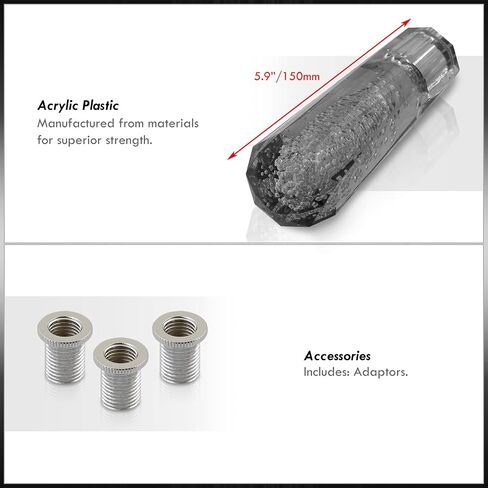 AJP Distributors 12" / 300mm Crystal Octagon Bubble Stick Shift Knob Quick Throw M12 X 1.25" Thread Pitch w/ M8 M10 Adapters Compatible/Replacement For Universal Car Manual Transmission M/T Gear Box in Saudi Arabia