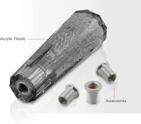 AJP Distributors 12" / 300mm Crystal Octagon Bubble Stick Shift Knob Quick Throw M12 X 1.25" Thread Pitch w/ M8 M10 Adapters Compatible/Replacement For Universal Car Manual Transmission M/T Gear Box in Saudi Arabia