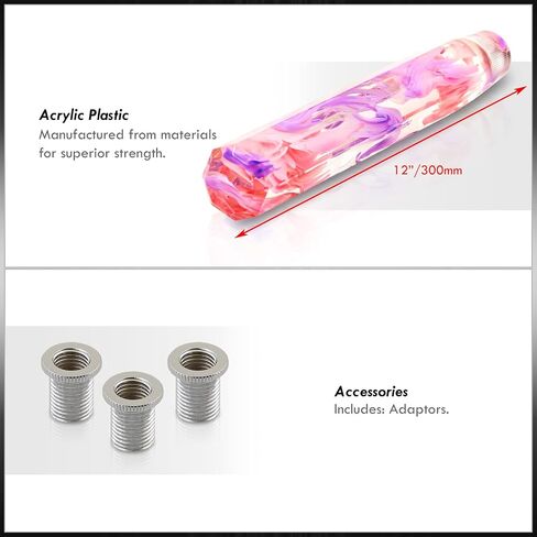 AJP Distributors 12" / 300mm Crystal Octagon Bubble Stick Shift Knob Quick Throw M12 X 1.25" Thread Pitch w/ M8 M10 Adapters Compatible/Replacement For Universal Car Manual Transmission M/T Gear Box in Saudi Arabia