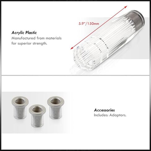 AJP Distributors 12" / 300mm Crystal Octagon Bubble Stick Shift Knob Quick Throw M12 X 1.25" Thread Pitch w/ M8 M10 Adapters Compatible/Replacement For Universal Car Manual Transmission M/T Gear Box in Saudi Arabia