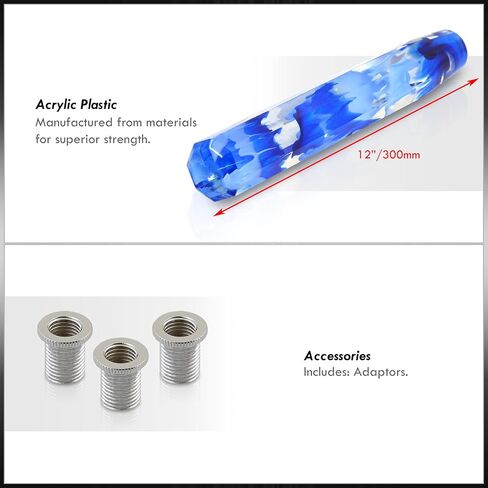 AJP Distributors 12" / 300mm Crystal Octagon Bubble Stick Shift Knob Quick Throw M12 X 1.25" Thread Pitch w/ M8 M10 Adapters Compatible/Replacement For Universal Car Manual Transmission M/T Gear Box in Saudi Arabia