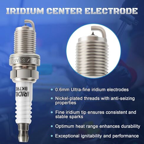 PLUTS IRIDIUM Spark Plugs 4 Pack 6988 BKR7EIX-11 متوافق مع Honda Civic L4 1.8 2006 2007 2008 2009 2010 2011 ، S2000 2000-2009 ، Acura RSX 2002-2006 ، CSX 2007-2010 استبدال XP3922 ، 99906910X9030 in Saudi Arabia
