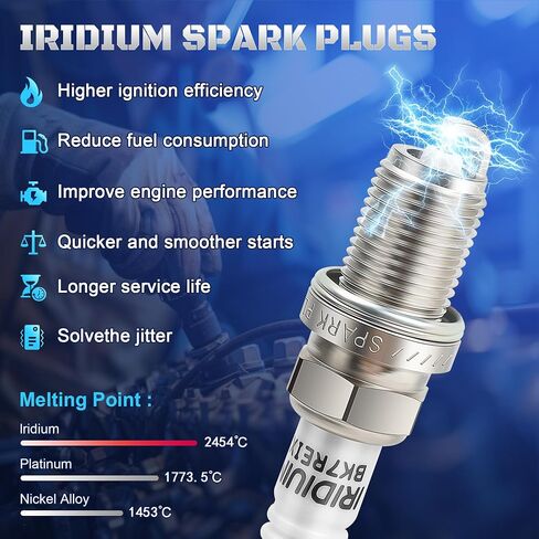PLUTS IRIDIUM Spark Plugs 4 Pack 6988 BKR7EIX-11 متوافق مع Honda Civic L4 1.8 2006 2007 2008 2009 2010 2011 ، S2000 2000-2009 ، Acura RSX 2002-2006 ، CSX 2007-2010 استبدال XP3922 ، 99906910X9030 in Saudi Arabia