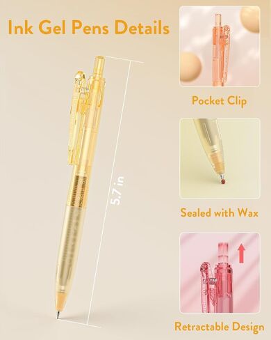Four Candies 12Pack 0.5mm Quick Dry Retractable Gel Pen Set, Cute Transparent Fine Point Multicolor Note Taking Aesthetic lnk Pens, Comfort Grip 12 Ink Colors Drawing Writing School Office Home in Kuwait