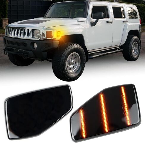 LED الأمامي الأمامي علامة الجانبية الخفيفة مصباح الإشارة لعنبر لاعبين هاممر H3 2006-2010 H3T 2009-2010 استبدال تقليم OEM ، مصابيح العلامات الجانبية المدخنة العدسة ، 2 مساءً in Saudi Arabia
