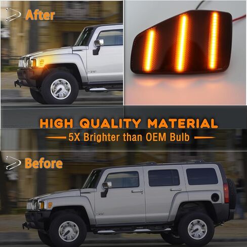 LED الأمامي الأمامي علامة الجانبية الخفيفة مصباح الإشارة لعنبر لاعبين هاممر H3 2006-2010 H3T 2009-2010 استبدال تقليم OEM ، مصابيح العلامات الجانبية المدخنة العدسة ، 2 مساءً in Saudi Arabia