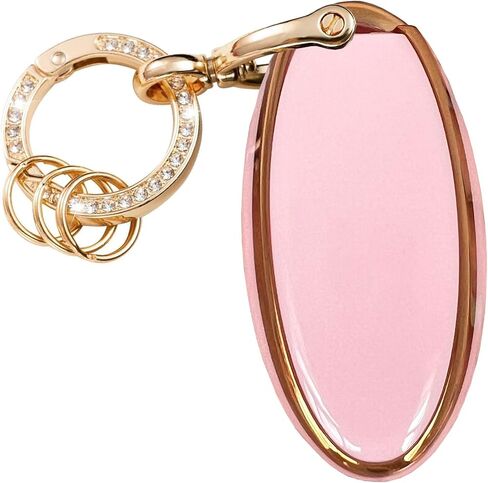 Keyless Entry Systems Key for Nissan Key Fob Cover Shell with Keychain Fit for Nissan Altima Maxima Rogue Armada Pathfinder Smart Key (4Buttons Gold-Pink) in Saudi Arabia