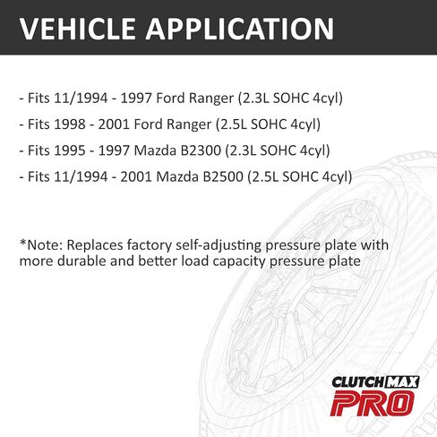 مجموعة القابض Clutchmaxpro OEM Heavy Duty مع دولاب الموازنة مع أسطوانة الرقيق متوافقة مع 1995-1997 Ford Ranger Mazda B2300 2.3L 1998-2001 Ranger Mazda B2500 2.5L (CP07141HDWS-FW16705-CK) in Saudi Arabia