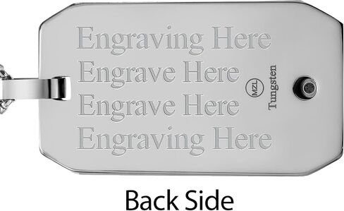 Gem Stone King Customized and Personalized Polished Solid Tungsten Carbide Name Engraved Men's Dog Tag Pendant | Free Engraving | Scratch Resistant | with Natural Black Diamond and 24 Inch Chain in Saudi Arabia