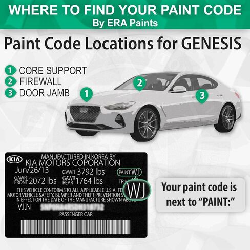ERA Paints ELM - Sao Paulo Lime for GENESIS Exact Match Automotive Spray Paint Spray - Premium Kit w/ 2K 3680061 Clearcoat in Saudi Arabia