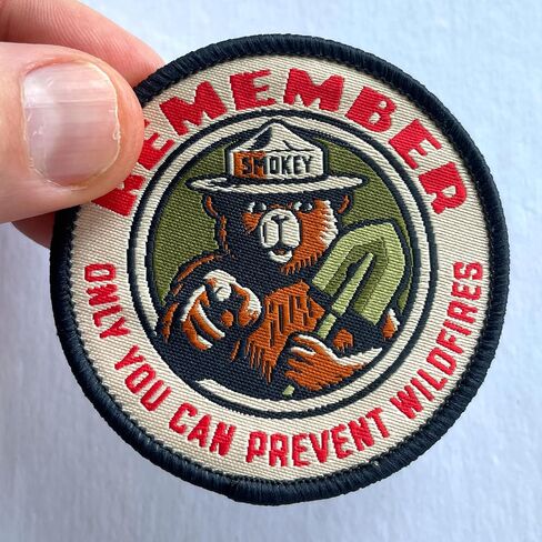 OFFICIALLY LICENSED Smokey Bear Patch - Remember Only You Can Prevent Wildfires Vintage Iron-On Embroidered Patch For Hats and Accessories 2.5" Diameter in Kuwait