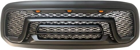 IKON MOTORSPORTS, Grille Compatible With 2013-2024 Dodge Ram 1500, Rebel Style Front Bumper Hood Mesh Grill Matte Black (NO "RAM" LETTER) in Saudi Arabia