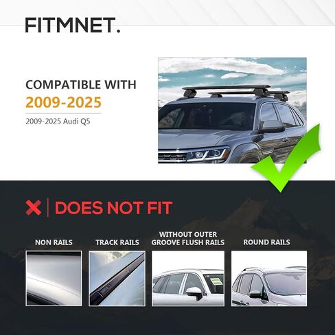 SUORTO Heavy Duty 300 LBS Roof Rack Cross Bars Compatible with 2009-2025 Audi Q5 with Side Rails, Adjustable & Lockable Crossbars Cargo Carrier Rooftop Top Luggage Cars SUVs in Saudi Arabia