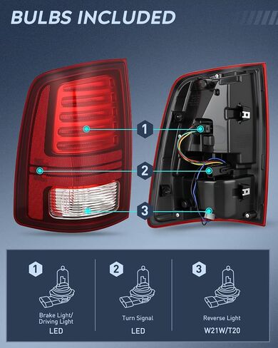 Nilight Taillight Assembly Compatible with 2013 2014 2015 2016 2017 2018 Dodge Ram 1500 2014-2018 Ram 2500 3500 LED Style Driver Side and Passenger Side Rear Tail Light with Bulbs in Saudi Arabia