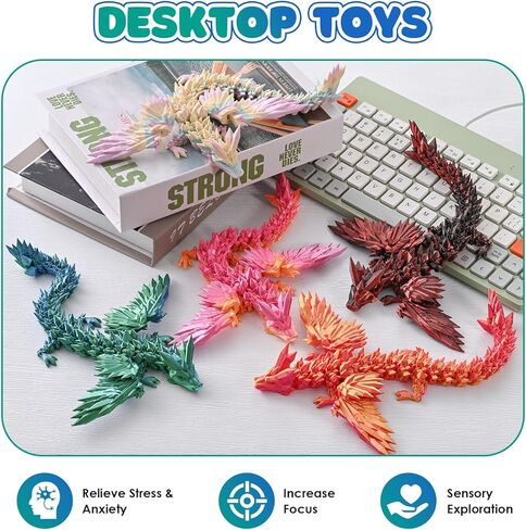 التنين المطبوع ثلاثي الأبعاد مع أجنحة ، تنين كريستال ثلاثي الأبعاد ، الحيوانات المطبوعة ثلاثية الأبعاد ، حيوانات متحركة ثلاثية الأبعاد ، لعبة مكتب تنفيذي للمكتب المنزلي (الأزرق الداكن) in Kuwait