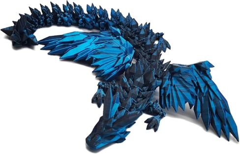 التنين المطبوع ثلاثي الأبعاد مع أجنحة ، تنين كريستال ثلاثي الأبعاد ، الحيوانات المطبوعة ثلاثية الأبعاد ، حيوانات متحركة ثلاثية الأبعاد ، لعبة مكتب تنفيذي للمكتب المنزلي (الأزرق الداكن) in Kuwait
