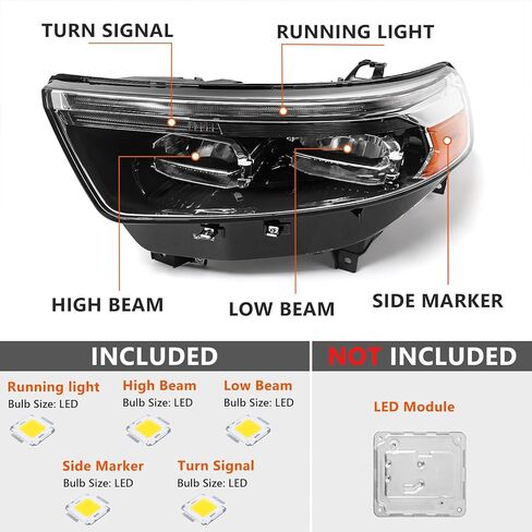 مجموعة مصباح LED LED متوافق مع Ford Explorer XLT/Limited 2020 2021 2022 Side Driver LED LH LH LH LH in Saudi Arabia