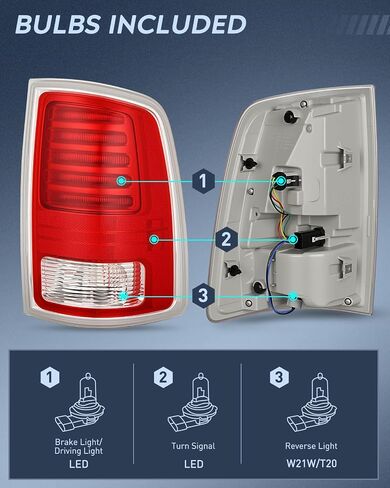 Nilight Taillight Assembly Compatible with 2013 2014 2015 2016 2017 2018 Dodge Ram 1500 2014-2018 Ram 2500 3500 LED Style Driver Side and Passenger Side Rear Tail Light with Bulbs in Saudi Arabia