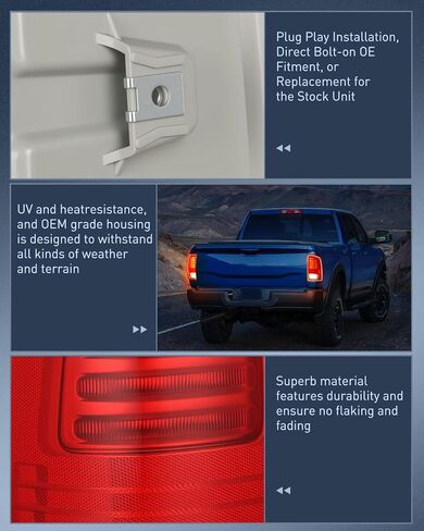 Nilight Taillight Assembly Compatible with 2013 2014 2015 2016 2017 2018 Dodge Ram 1500 2014-2018 Ram 2500 3500 LED Style Driver Side and Passenger Side Rear Tail Light with Bulbs in Saudi Arabia