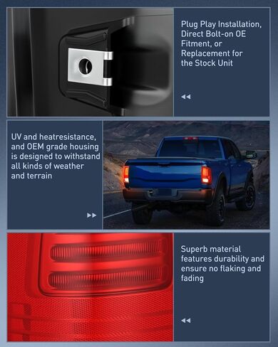 Nilight Taillight Assembly متوافق مع 2013 2014 2015 2015 2017 2018 Dodge Ram 1500 2014-2018 RAM 2500 3500 LED SDEAL SDEAL و LEAD Side Side Light مع المصابيح in Saudi Arabia