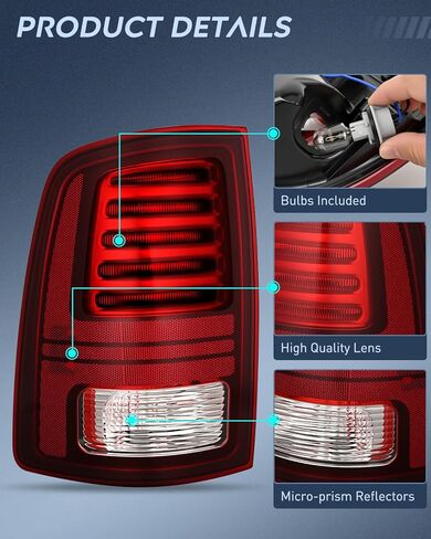 Nilight Taillight Assembly متوافق مع 2013 2014 2015 2015 2017 2018 Dodge Ram 1500 2014-2018 RAM 2500 3500 LED SDEAL SDEAL و LEAD Side Side Light مع المصابيح in Saudi Arabia