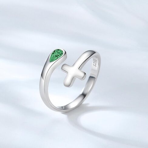 Sterling Silver Opal Ring for Women Adjustable Thumb White Fire Opal Birthstone Jewelry Gift Dainty Band Minimalist Promise Rings for Her in Kuwait