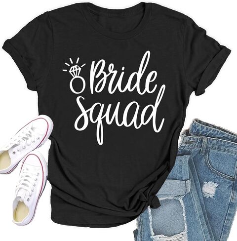 Womens Bride Shirt Bridesmaid Tshirt Bride Squad Bachelorette Party Tee Top in Saudi Arabia
