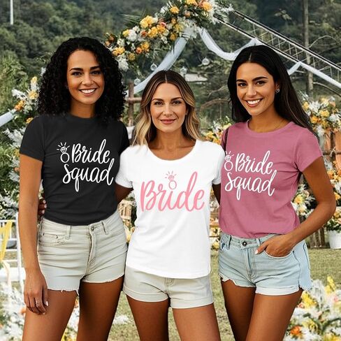 Womens Bride Shirt Bridesmaid Tshirt Bride Squad Bachelorette Party Tee Top in Saudi Arabia