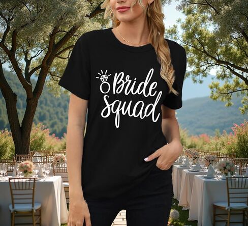 Womens Bride Shirt Bridesmaid Tshirt Bride Squad Bachelorette Party Tee Top in Saudi Arabia