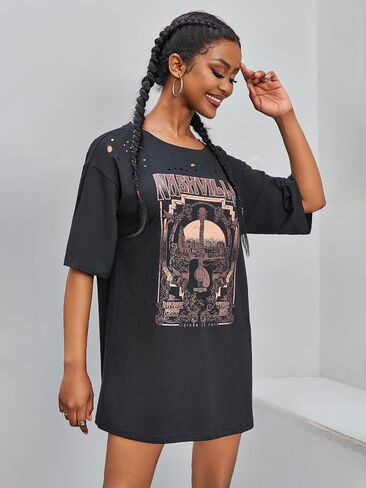 Imily Bela Womens Nashville Terms Terts Country Concert Outfits Hollow Out Guitar Graphic Tees Tops Vintage in Kuwait