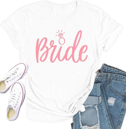 Womens Bride Shirt Bridesmaid Tshirt Bride Squad Bachelorette Party Tee Top in Saudi Arabia