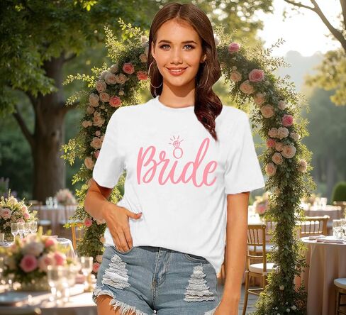Womens Bride Shirt Bridesmaid Tshirt Bride Squad Bachelorette Party Tee Top in Saudi Arabia