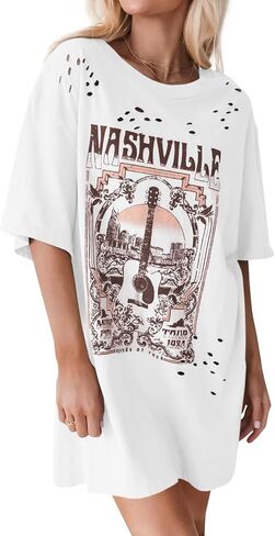 Imily Bela Womens Nashville Terms Terts Country Concert Outfits Hollow Out Guitar Graphic Tees Tops Vintage in Kuwait