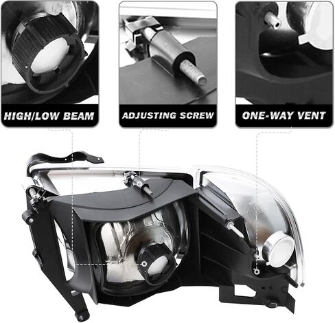 Halogen Headlight Assembly Compatible with 94-01 Dodge Ram 1500 and 94-02 Dodge Ram 2500/3500 Pickup Replacement 4 PCS Headlamp w/Corner Lights Passenger and Driver Side in Kuwait